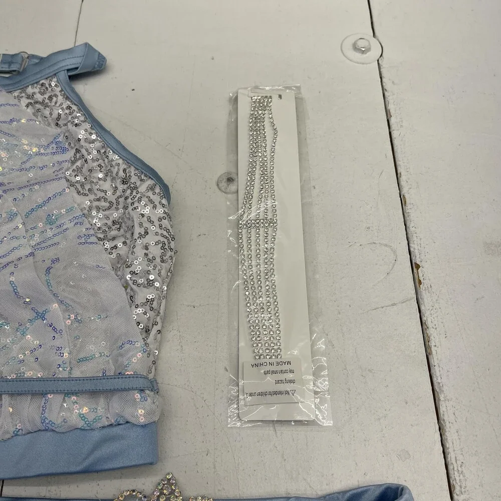Weissman I Try Costume Set Girls XLC 16/18 Powder Blue Sequin Skirt 3 Piece